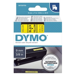 Dymo Schriftband D1, Kunststoff, laminiert, 7 m x 9 mm, Schwarz/Gelb