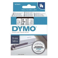 Dymo Schriftband D1, Kunststoff, laminiert, 7 m x 9 mm, Schwarz/Transparent