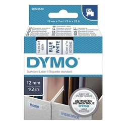 Dymo Schriftband D1, Kunststoff, laminiert, 7 m x 12 mm, Blau/Weiß