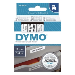 Dymo Schriftband D1, Kunststoff, laminiert, 7 m x 19 mm, Schwarz/Weiß