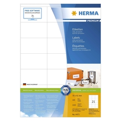 Herma 4473 Etiketten Premium A4, weiß 70x41 mm Papier matt 2100 St.