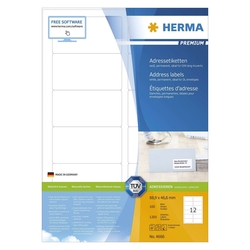 Herma 4666 Adressetiketten Premium A4, weiß 88,9x46,6 mm Papier matt 1200 St.