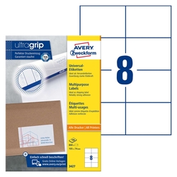 Avery Zweckform® 3427 Universal-Etiketten (A4, Papier matt, 800 Etiketten, 105 x 74 mm) 100 Blatt weiß