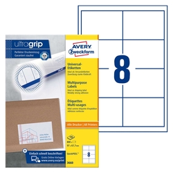 Avery Zweckform® 3660 Universal-Etiketten (A4, Papier matt, 800 Etiketten, 97 x 67,7 mm) 100 Blatt weiß