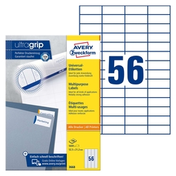 Avery Zweckform® 3668 Universal-Etiketten (A4, Papier matt, 5.600 Etiketten, 52,5 x 21,2 mm) 100 Blatt weiß