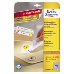 Avery Zweckform® L4730REV-25 Universal-Etiketten, 17,8 x 10 mm, 30 Bogen/8.100 Etiketten, weiß