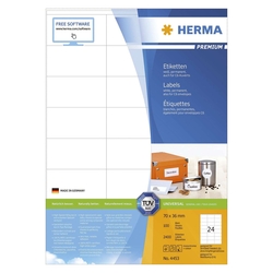 Herma 4453 Etiketten Premium A4, weiß 70x36 mm Papier matt 2400 St.