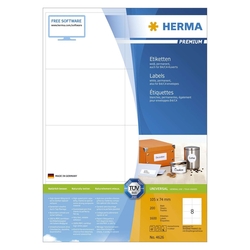 Herma 4626 Etiketten Premium A4, weiß 105x74 mm Papier matt 1600 St.