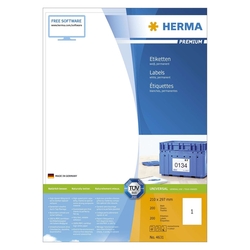 Herma 4631 Etiketten Premium A4, weiß 210x297 mm Papier matt 200 St.