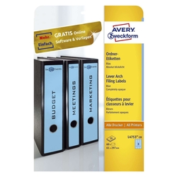 Avery Zweckform® L4753-20 Ordner-Etiketten - breit/lang, (A4 - 20 Blatt) 60 Stück, blau