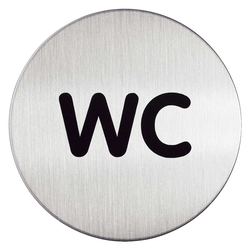 Durable PICTO "WC", 83 mm Durchmesser, metallic silber