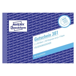 Avery Zweckform® 361 Gutschein, DIN A6 quer, fälschungssicher, 2 x 50 Blatt, weiß, gelb