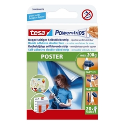 Tesa® Powerstrips® Poster - ablösbar, Tragfähigkeit 200 g, weiß, 20 Stück