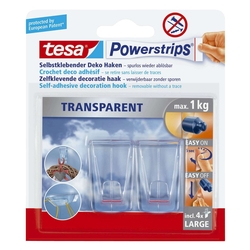 Tesa® Powerstrips® Deco-Haken XL - ablösbar, Tragfähigkeit 1 kg, transparent