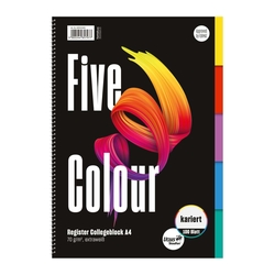 Ursus Basic Collegeblock Five Colour A4 100 Blatt 70g/qm 5mm kariert