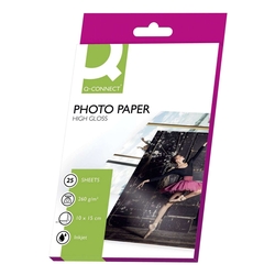 Q-Connect Inkjet-Photopapiere - 10x15 cm, hochglänzend, 260 g/qm, 25 Blatt