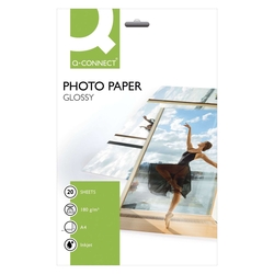 Q-Connect Inkjet-Photopapiere - A4, hochglänzend, 180 g/qm, 20 Blatt