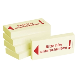 Haftnotizen "Bitte hier unterschreiben" - 75 x 35 mm, 5x 100 Blatt