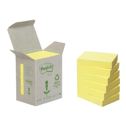 Post-it® Recycling Notes, pastellgelb - 38 x 51 mm, 6 x 100 Blatt