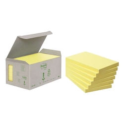 Post-it® Recycling Notes, pastellgelb - 126 x 76 mm, 6 x 100 Blatt