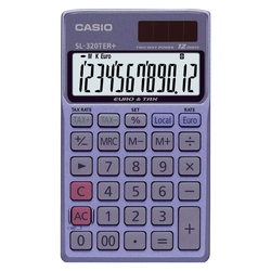 Casio® Taschenrechner SL-320TER+, Solar-/Batteriebetrieb, 70 x 8 x 118,5 mm, blau/grau