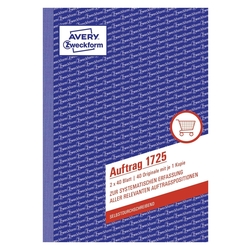 Avery Zweckform® 1725 Auftrag, DIN A5, selbstdurchschreibend, 2 x 40 Blatt, weiß, gelb