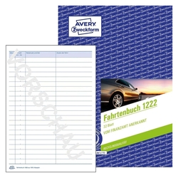 Avery Zweckform® 1222 Fahrtenbuch - A5, steuerlicher km-Nachweis, 32 Blatt, weiß