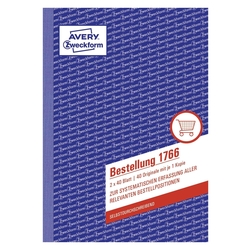 Avery Zweckform® 1766 Bestellung, DIN A5, selbstdurchschreibend, 2 x 40 Blatt, weiß, gelb