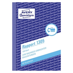 Avery Zweckform® 1305 Rapport, DIN A6, vorgelocht, 100 Blatt, weiß