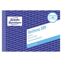 Avery Zweckform® 300 - Quittung inkl. MwSt., DIN A6 quer, fälschungssicher, 50 Blatt, weiß