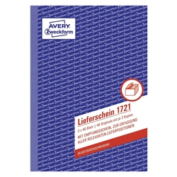 Avery Zweckform® 1721 Lieferscheine mit Empfangsschein, DIN A5, mit Empfangsschein, 3 x 40 Blatt, weiß, gelb, rosa