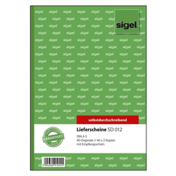 Sigel® Lieferscheine mit Empfangsschein - A5, 1., 2. und 3. Blatt bedruckt, SD, MP, 3 x 40 Blatt