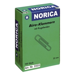 NORICA Büroklammern mit Kugelenden - 32 mm glatt, verzinkt, 100 Stück