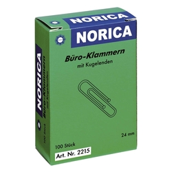 NORICA Büroklammern mit Kugelenden - 24 mm glatt, verzinkt, 100 Stück