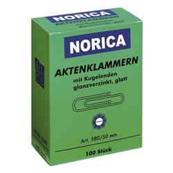 NORICA Aktenklammern mit Kugelenden - 50 mm glatt, verzinkt, 100 Stück