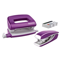 Leitz 5561 Set Mini Locher Heftgerät NeXXt WOW - violett metallic