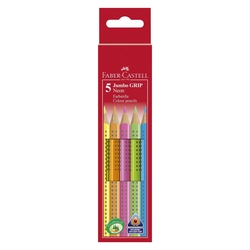 Faber-Castell Buntstift Jumbo GRIP Neon - 5 Farben sortiert, Kartonetui