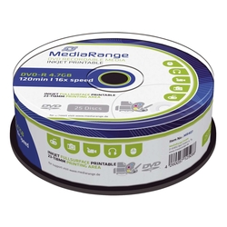 MediaRange DVD-R - 4.7GB/120Min, 16-fach/Spindel, bedruckbar, Packung mit 25 Stück