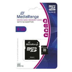 MediaRange Micro SDHC Speicherkarte 8GB Klasse 10 mit SD-Karten Adapter