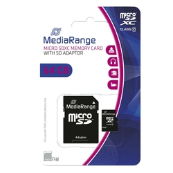 MediaRange Micro SDXC Speicherkarte 64GB Klasse 10 mit SD-Karten Adapter