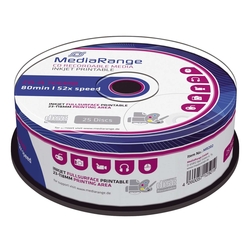 MediaRange CD-R Rohlinge - 700MB/80Min, 52-fach/Spindel, bedruckbar, Packung mit 25 Stück