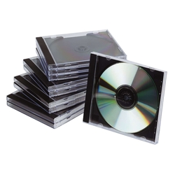 Q-Connect CD-Boxen Standard - Hardbox für 1 CD/DVD, transparent/schwarz, Packung mit 10 Stück