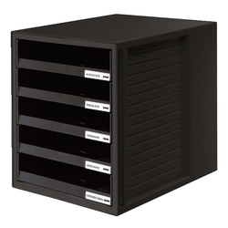 HAN Schublabdenbox SCHRANK-SET - A4/C4, 5 offene Schubladen, schwarz