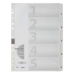 Pagna® Zahlenregister - 1 - 5, Karton, A4, 5 Blatt, weiß