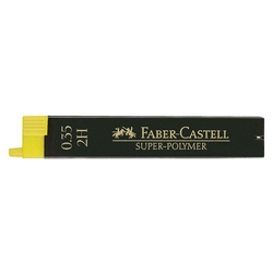 Faber-Castell Feinmine SUPER-POLYMER, 0,35 mm, 2H, tiefschwarz, 12 Minen