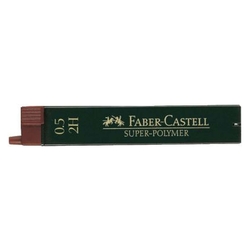 Faber-Castell Feinmine SUPER POLYMER, 0,5 mm, 2H, tiefschwarz, 12 Minen