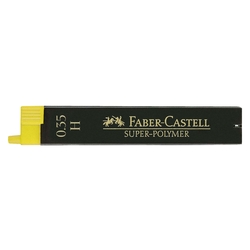 Faber-Castell Feinmine SUPER-POLYMER, 0,35 mm, H, tiefschwarz, 12 Minen