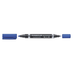 Staedtler® Permanentmarker Lumocolor® duo - nachfüllbar, 0,6 mm und 1,5 mm, blau