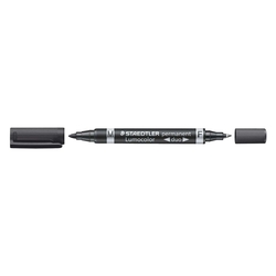 Staedtler® Permanentmarker Lumocolor® duo - nachfüllbar, 0,6 mm und 1,5 mm, schwarz