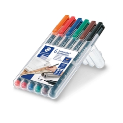 Staedtler® Feinschreiber Universalstift Lumocolor permanent, F, STAEDTLER Box mit 6 Farben